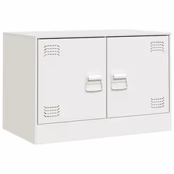 vidaXL Mobile Porta TV Bianco 67x39x44 cm in Acciaio - Vista aggiuntiva 2