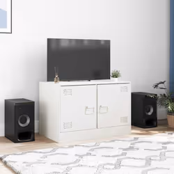 vidaXL Mobile Porta TV Bianco 67x39x44 cm in Acciaio - Vista aggiuntiva 3