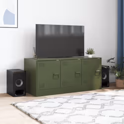 vidaXL Mobile TV Verde Oliva 99x39x44 cm in Acciaio - Vista aggiuntiva 3
