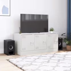 vidaXL Mobile Porta TV Bianco 99x39x44 cm in Acciaio - Vista aggiuntiva 3