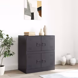 vidaXL Credenza Nera 67x39x73 cm in Acciaio - Vista aggiuntiva 3