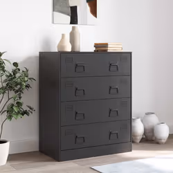 vidaXL Credenza Nera 67x39x83 cm in Acciaio - Vista aggiuntiva 3