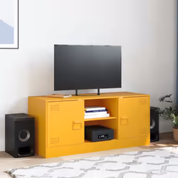 vidaXL Mobile Porta TV Giallo Senape 99x39x44 cm in Acciaio - Vista aggiuntiva 3