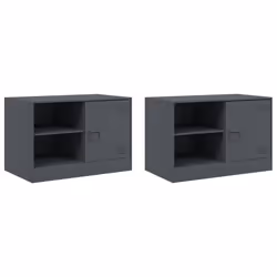 vidaXL Mobili TV 2 pz Antracite 67x39x44 cm in Acciaio - Vista aggiuntiva 2