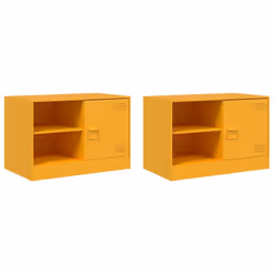 vidaXL Mobili TV 2 pz Giallo Senape 67x39x44 cm in Acciaio - Vista aggiuntiva 2