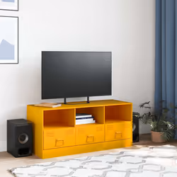 vidaXL Mobile Porta TV Giallo Senape 99x39x44 cm in Acciaio - Vista aggiuntiva 3