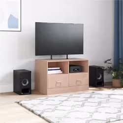 vidaXL Mobile TV Rosso 67x39x44 cm in Acciaio - Vista aggiuntiva 3