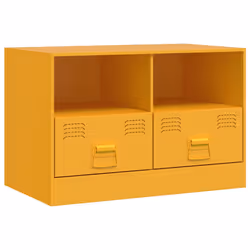 vidaXL Mobili TV 2 pz Giallo Senape 67x39x44 cm in Acciaio - Vista aggiuntiva 2