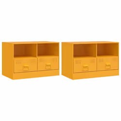 vidaXL Mobili TV 2 pz Giallo Senape 67x39x44 cm in Acciaio - Vista aggiuntiva 2