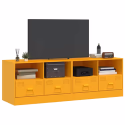 vidaXL Mobili TV 2 pz Giallo Senape 67x39x44 cm in Acciaio - Vista aggiuntiva 3