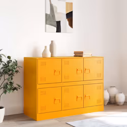 vidaXL Credenza Giallo Senape 99x39x73 cm in Acciaio - Vista aggiuntiva 3