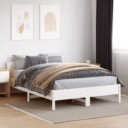 Giroletto con Testiera Bianco 140x200 cm Legno Massello di Pinocod mxl 134720 - Vista aggiuntiva 3