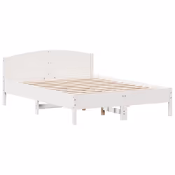 Giroletto con Testiera Bianco 120x200 cm Legno Massello di Pinocod mxl 110842 - Vista aggiuntiva 2