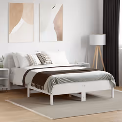 Giroletto con Testiera Bianco 135x190 cm Legno Massello di Pinocod mxl 134840 - Vista aggiuntiva 3
