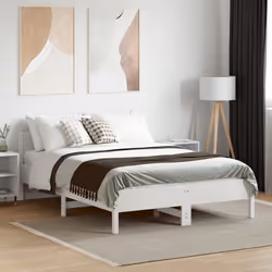 Giroletto con Testiera Bianco 120x190 cm Legno Massello di Pinocod mxl 134841 - Vista aggiuntiva 3