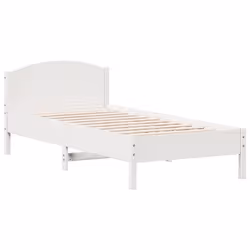 Giroletto con Testiera Bianco 100x200 cm Legno Massello di Pinocod mxl 89962 - Vista aggiuntiva 2