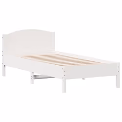 vidaXL Letto senza Materasso Bianco 75x190 in Legno Massello di Pino - Vista aggiuntiva 2