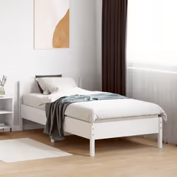 vidaXL Letto senza Materasso Bianco 75x190 in Legno Massello di Pino - Vista aggiuntiva 3