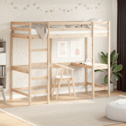 Vidaxl - Letto Soppalco con Scrivania 90x200 cm Legno Massello Pino
