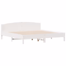 Giroletto con Testiera Bianco 200x200 cm Legno Massello di Pinocod mxl 89963 - Vista aggiuntiva 3