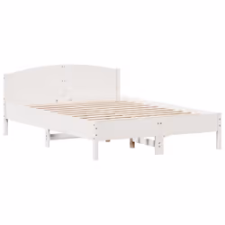 Giroletto con Testiera Bianco 160x200 cm Legno Massello di Pinocod mxl 112678 - Vista aggiuntiva 3