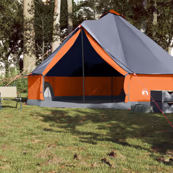 vidaXL Tenda Familiare Tipi 8 Persone Grigia e Arancione Impermeabile - Vista aggiuntiva 3