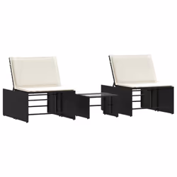 VidaXL 368422, Salone, Seduta imbottita, Rattan sintetico, Acciaio, Vetro temperato, Crema, Bianco, 110 kg, 700 mm