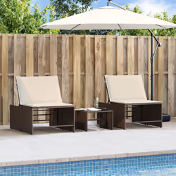 VidaXL 368423 sedia da esterno Terrazzo Seduta imbottita Rattan sintetico, Acciaio, Vetro temperato Crema, Bianco - Vista aggiuntiva 4
