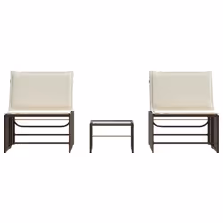 VidaXL 368423 sedia da esterno Terrazzo Seduta imbottita Rattan sintetico, Acciaio, Vetro temperato Crema, Bianco - Vista aggiuntiva 6