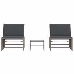 VidaXL 368424 sedia da esterno Salone Seduta imbottita Rattan sintetico, Acciaio, Vetro temperato Grigio - Vista aggiuntiva 6