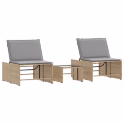 VidaXL 368425, Terrazzo, Seduta imbottita, Rattan sintetico, Acciaio, Vetro temperato, Grigio, 110 kg, 700 mm
