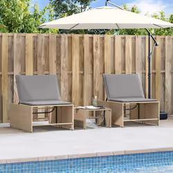 VidaXL 368425 sedia da esterno Terrazzo Seduta imbottita Rattan sintetico, Acciaio, Vetro temperato Grigio - Vista aggiuntiva 4