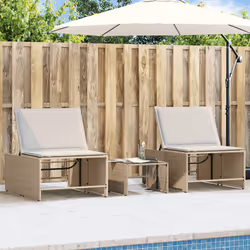 VidaXL 368426 sedia da esterno Terrazzo Seduta imbottita Rattan sintetico, Acciaio, Vetro temperato Crema, Bianco