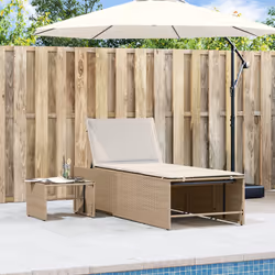 VidaXL 368426 sedia da esterno Terrazzo Seduta imbottita Rattan sintetico, Acciaio, Vetro temperato Crema, Bianco