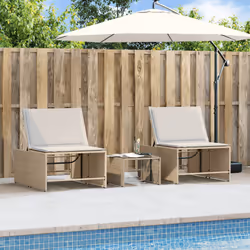 VidaXL 368426 sedia da esterno Terrazzo Seduta imbottita Rattan sintetico, Acciaio, Vetro temperato Crema, Bianco - Vista aggiuntiva 4