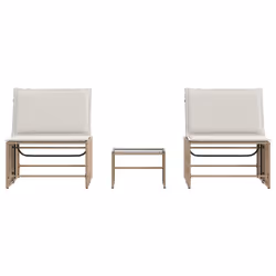 VidaXL 368426 sedia da esterno Terrazzo Seduta imbottita Rattan sintetico, Acciaio, Vetro temperato Crema, Bianco - Vista aggiuntiva 6