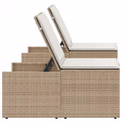 VidaXL 368426 sedia da esterno Terrazzo Seduta imbottita Rattan sintetico, Acciaio, Vetro temperato Crema, Bianco - Vista aggiuntiva 7