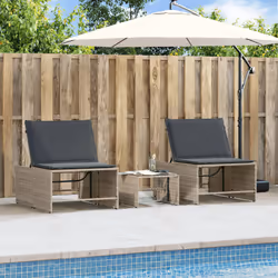 VidaXL 368427 sedia da esterno Salone Seduta imbottita Rattan sintetico, Acciaio, Vetro temperato Grigio - Vista aggiuntiva 4