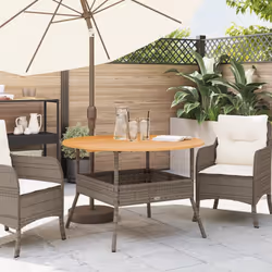 vidaXL Tavolo Giardino Piano Legno Acacia Grigio Ø110x71 cm Polyrattan - Vista aggiuntiva 3