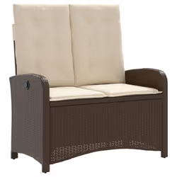 vidaXL Panca Reclinabile da Giardino con Cuscini Marrone in Polyrattan - Vista aggiuntiva 2