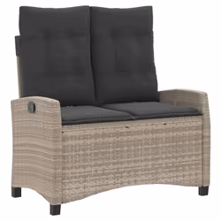 Panca Reclinabile Giardino con Cuscini Grigio Chiaro Polyrattancod mxl 87714 - Vista aggiuntiva 2