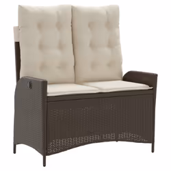 vidaXL Panca Reclinabile da Giardino con Cuscini Marrone in Polyrattan - Vista aggiuntiva 2
