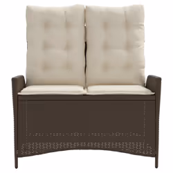 vidaXL Panca Reclinabile da Giardino con Cuscini Marrone in Polyrattan - Vista aggiuntiva 3