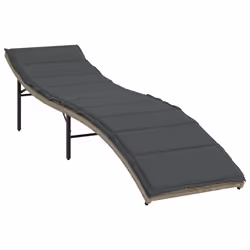 Lettino Prendisole con Cuscino Grigio 55x199x50cm in Polyrattancod mxl 91895 - Vista aggiuntiva 2