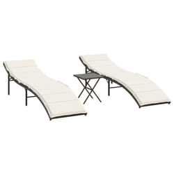VidaXL 368252 sedia da esterno Terrazzo Seduta imbottita Rattan sintetico, Acciaio Crema, Bianco
