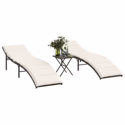VidaXL 368252 sedia da esterno Terrazzo Seduta imbottita Rattan sintetico, Acciaio Crema, Bianco