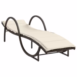 vidaXL Lettino Prendisole con Cuscino Marrone 60x199x42 cm Polyrattan - Vista aggiuntiva 2