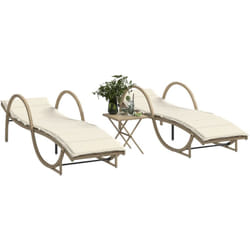 Lettini Prendisole 2 pz con Tavolino Beige in Polyrattan Vidaxl 120611
