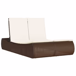 vidaXL Lettino Prendisole con Cuscini Marrone in Polyrattan - Vista aggiuntiva 2