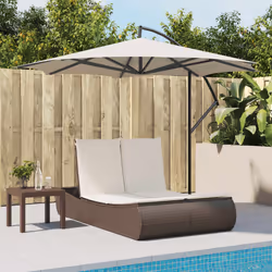 vidaXL Lettino Prendisole con Cuscini Marrone in Polyrattan - Vista aggiuntiva 3